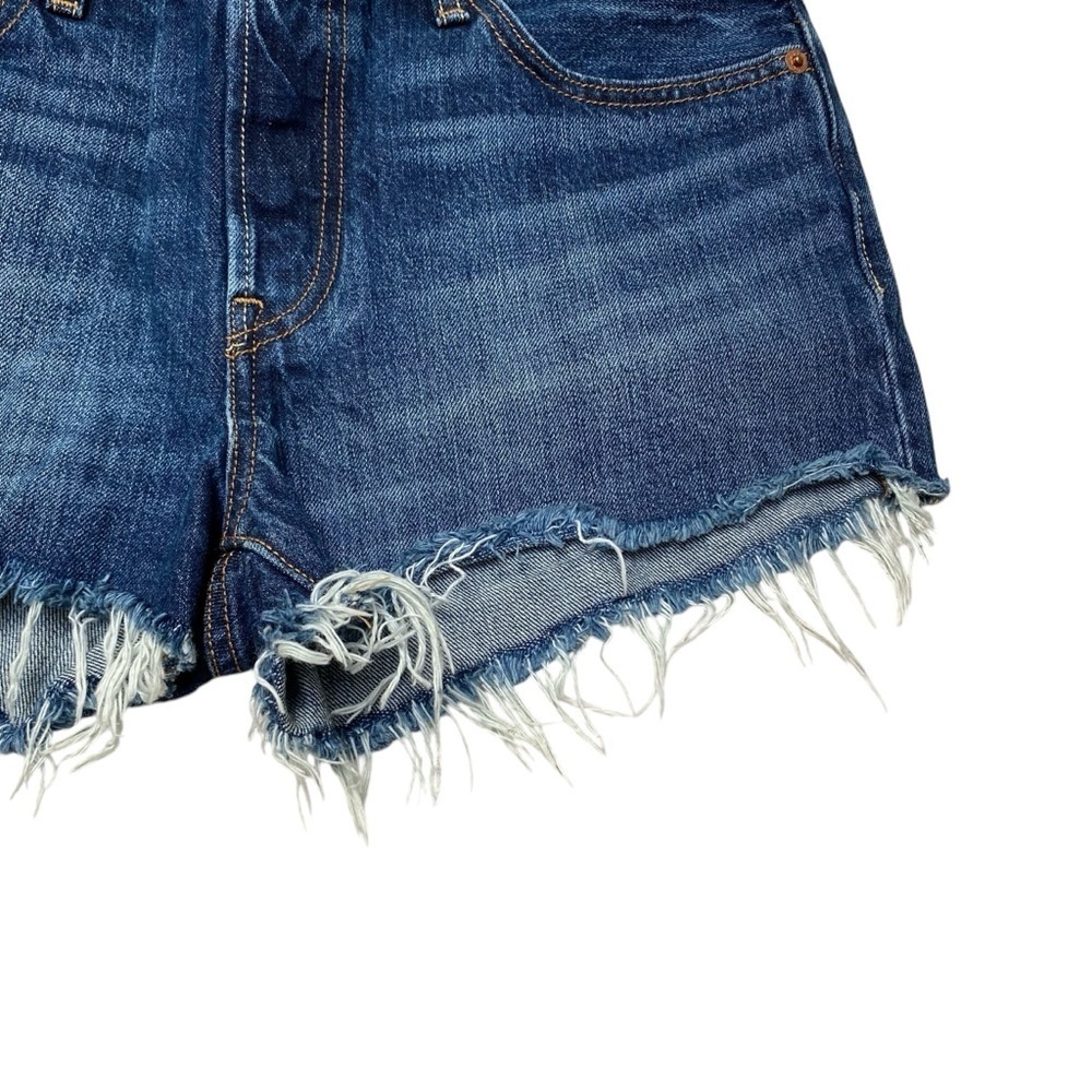 Levi’s 501 Original Cutoff Shorts 28 High Rise Button Fly Frayed Denim - Picture 3 of 10